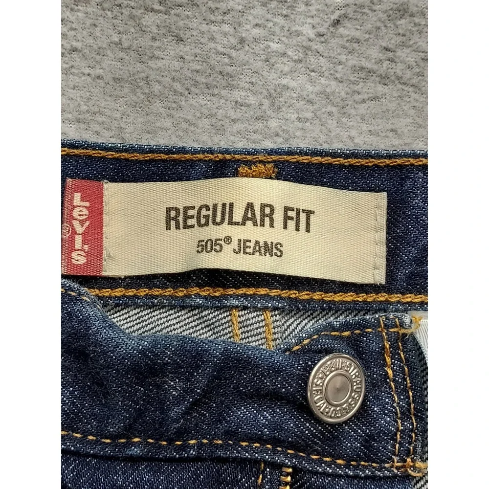 Levis Men Denim Jeans 36 Blue Zip Button 5 Pockets High Rise Straight Outdoor